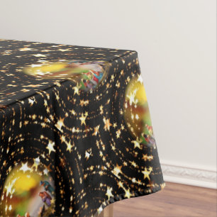Christmas Crib Nativity Scene Baubles Star Pattern Tablecloth