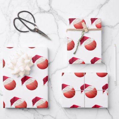 Christmas Cricket Ball Sports Santa Holiday Wrapping Paper Sheets