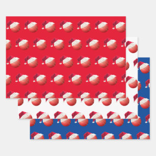 Christmas Cricket Ball Sports Santa Holiday Wrapping Paper Sheets