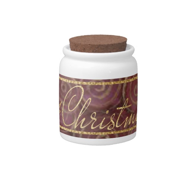 Christmas Crimson and Gold Candy Jar (Front)