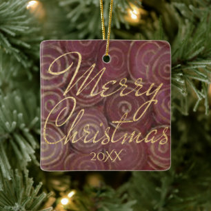 Christmas Crimson and Gold Ceramic Ornament