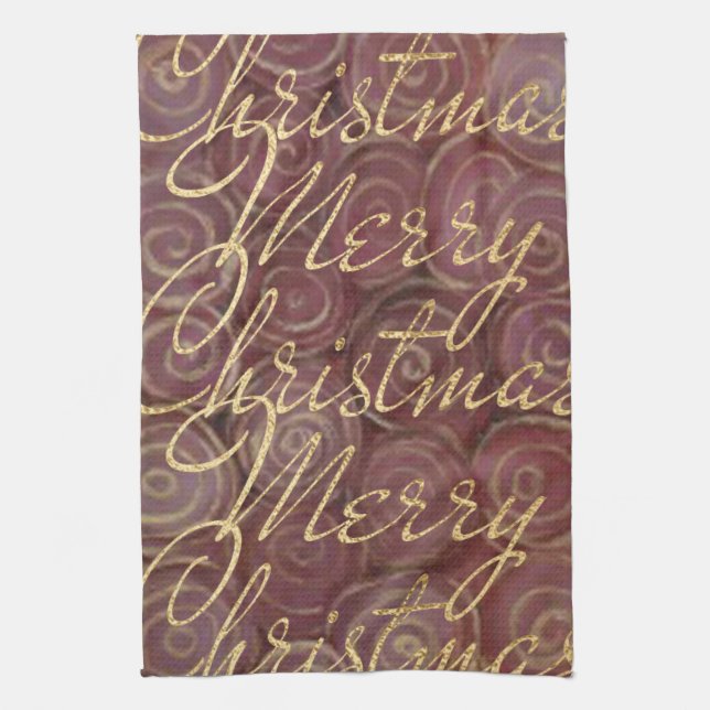 Christmas Crimson and Gold Kitchen Towel (Vertical)