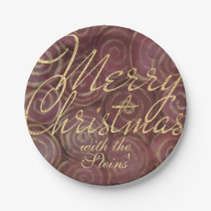 Christmas Crimson and Gold Paper Plates