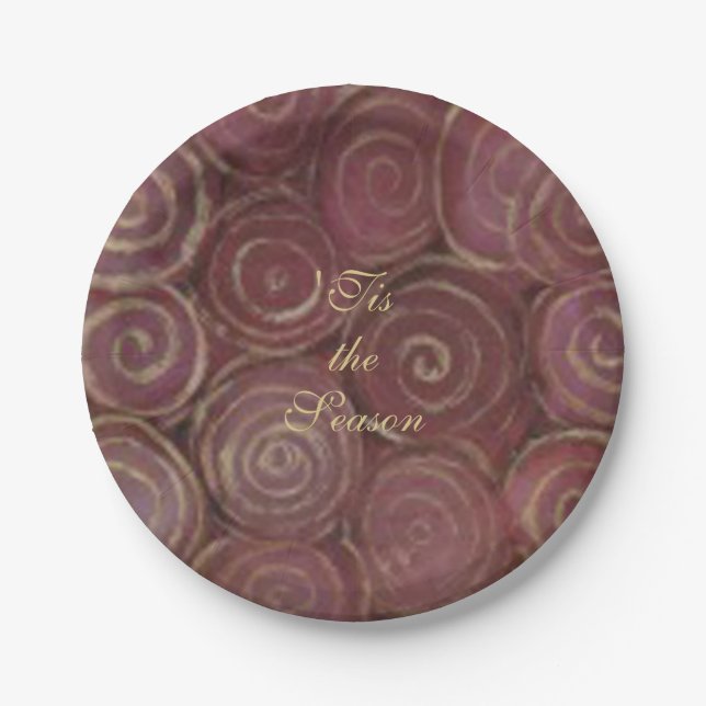 Christmas Crimson and Gold Paper Plates (Front)