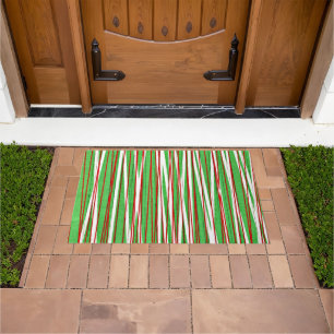 Christmas Crisscross, red and green Doormat
