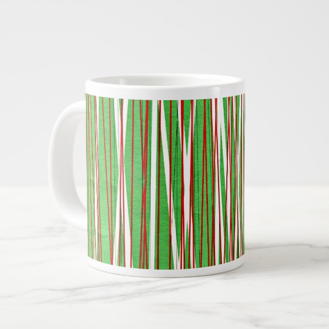 Christmas Crisscross, red and green Giant Coffee Mug (Front Left)