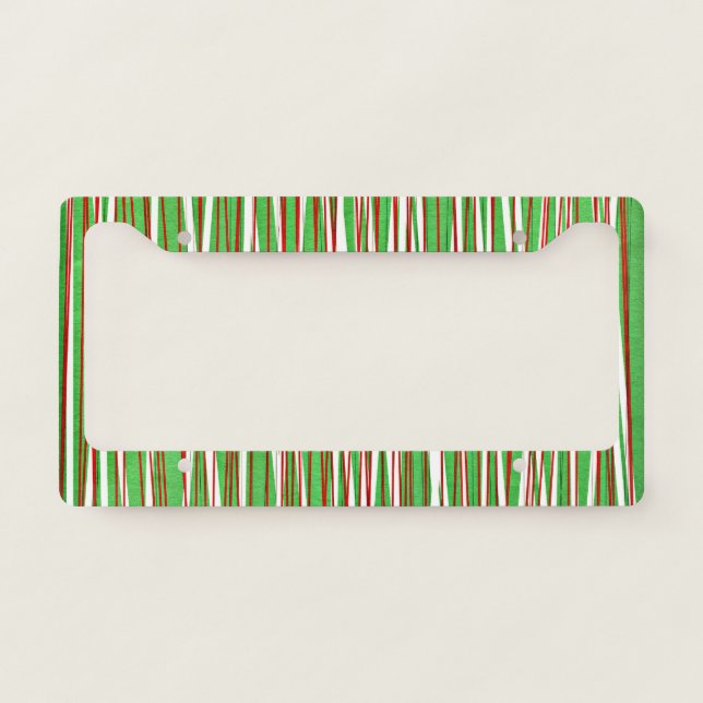 Christmas Crisscross, red and green License Plate Frame (Front)