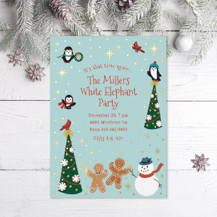 Christmas Critters Holiday Party Foil Invitation