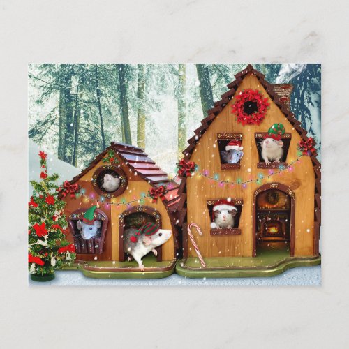 Christmas critters home for the holidays postcard