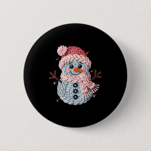 Christmas Crochet Faux Yarn Crochet Snowman Funny Button
