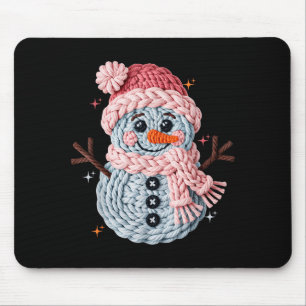 Christmas Crochet Faux Yarn Crochet Snowman Funny Mouse Pad