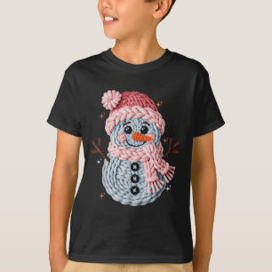 Christmas Crochet Faux Yarn Crochet Snowman Funny T-Shirt