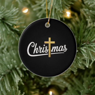 Christmas Cross Family Matching Jesus Gift Idea Ceramic Ornament