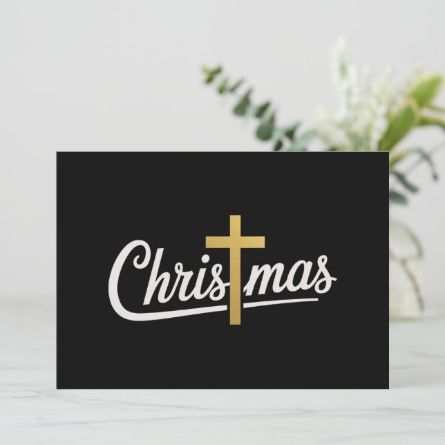 Christmas Cross Family Matching Jesus Gift Idea Holiday Card (Standing Front)