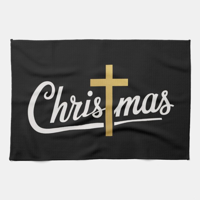 Christmas Cross Family Matching Jesus Gift Idea Kitchen Towel (Horizontal)