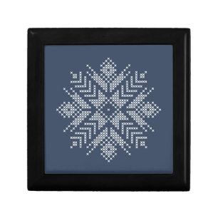 Christmas cross stitch snowflake design gift box
