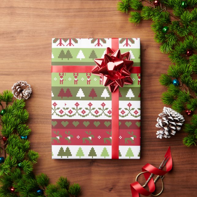 Christmas Cross Stitch Wrapping Paper (Holiday Gift)
