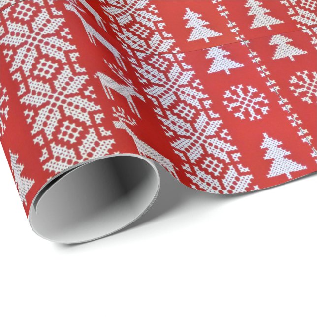 Christmas Cross Stitch Wrapping Paper (Roll Corner)