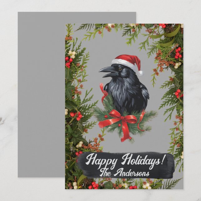 Christmas crow 6, Happy Holidays, Christmas card (Front/Back)