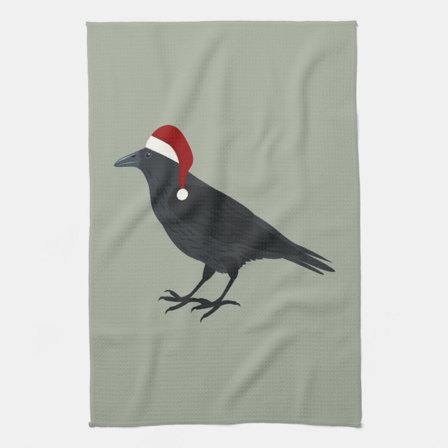Christmas Crow Kitchen Towel (Vertical)