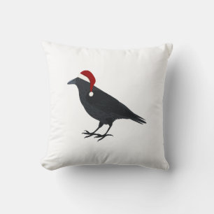 Christmas Crow Throw Pillow