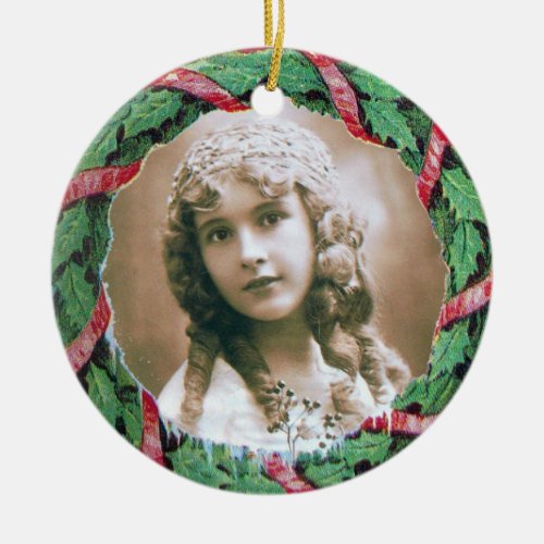 CHRISTMAS CROWN PHOTO TEMPLATE  Red Ruby Ceramic Ornament