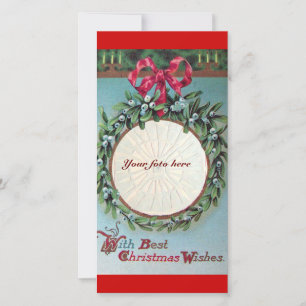 CHRISTMAS CROWN WITH MISTLETOES HOLIDAY CARD