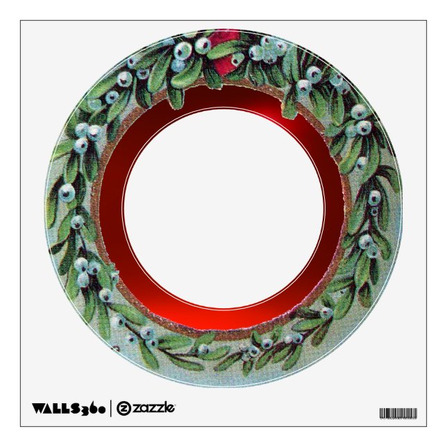 CHRISTMAS CROWN WITH MISTLETOES WALL STICKER (Front)