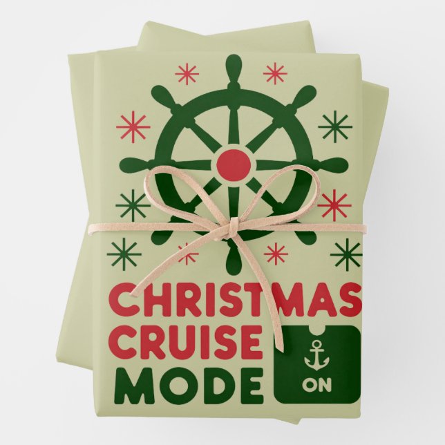 Christmas Cruise Mode On Ship Christmas 2024 Wrapping Paper Sheets (In situ)