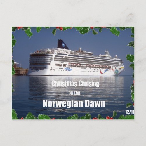 Christmas Cruising on the Norwegian Dawn Holiday Postcard