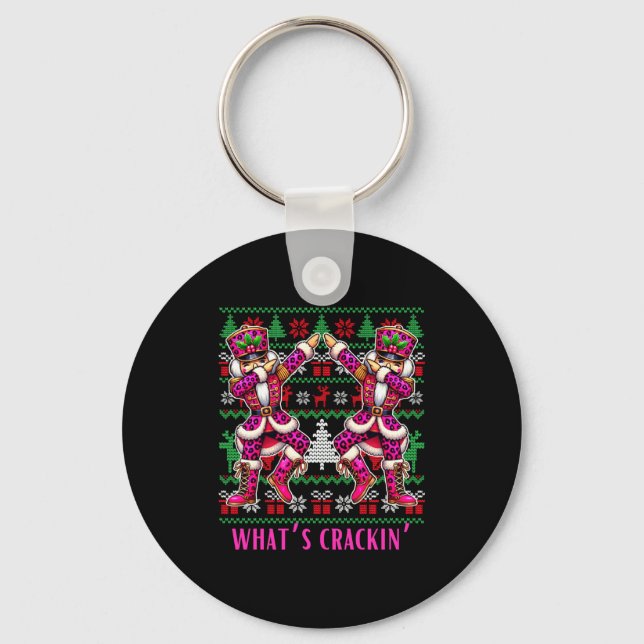 Christmas Crushing It Nutcracker - Funny Retro Ugl Keychain (Front)