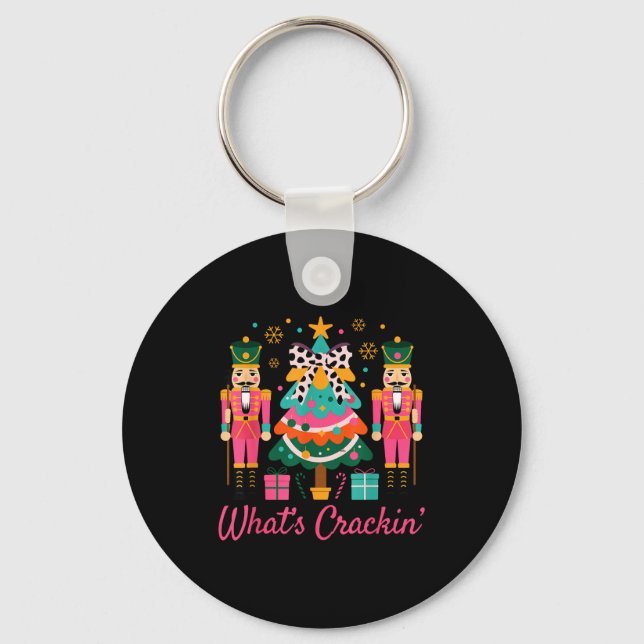 Christmas Crushing It Nutcracker - Funny Retro Ugl Keychain (Front)