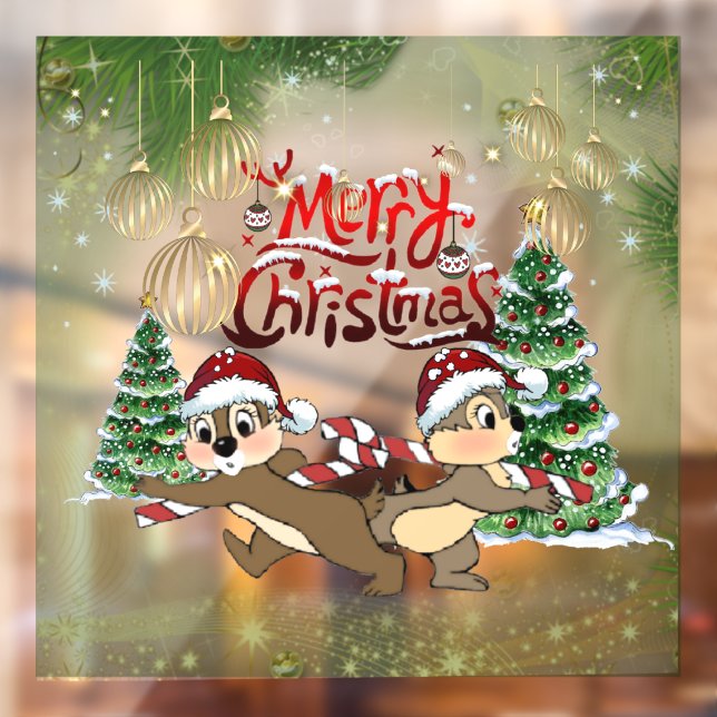 Christmas Crystals with squirrels Window Cling (Sheet 2)