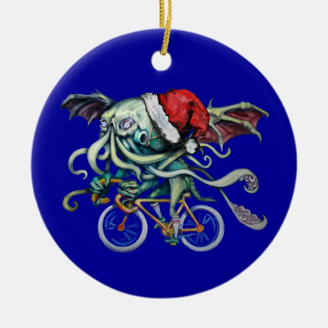 Christmas Cthulhu Ceramic Ornament (Front)