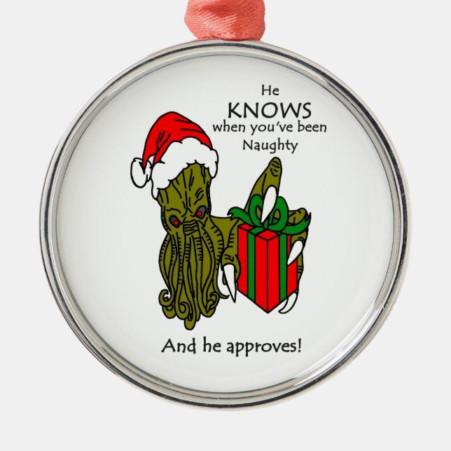 Christmas Cthulhu Metal Ornament (Front)
