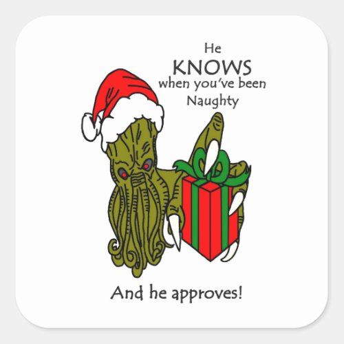 Christmas Cthulhu Square Sticker