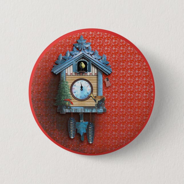 Christmas Cuckoo Clock 2¼ Inch Round Button (Front)
