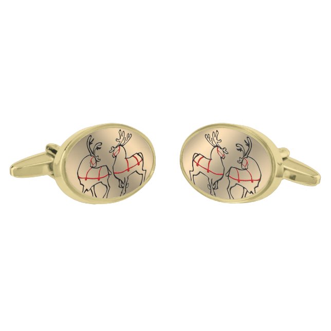 Christmas Cufflinks Custom Reindeer Cufflinks (Angled)