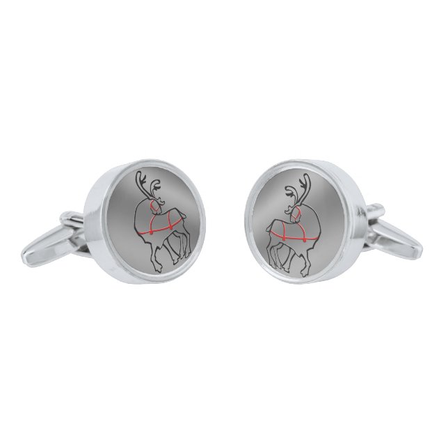 Christmas Cufflinks Custom Reindeer Cufflinks (Angled)