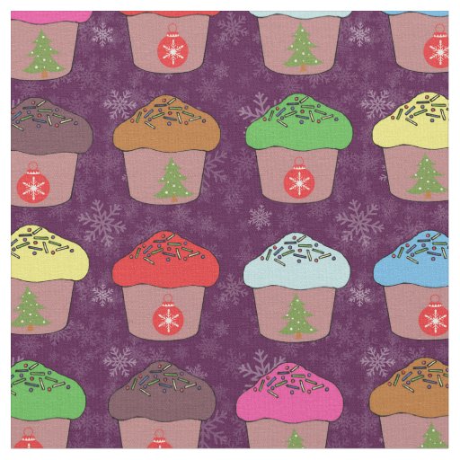 Christmas cup cakes fabric