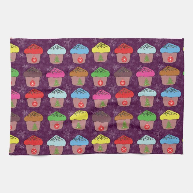 Christmas cup cakes kitchen towel (Horizontal)