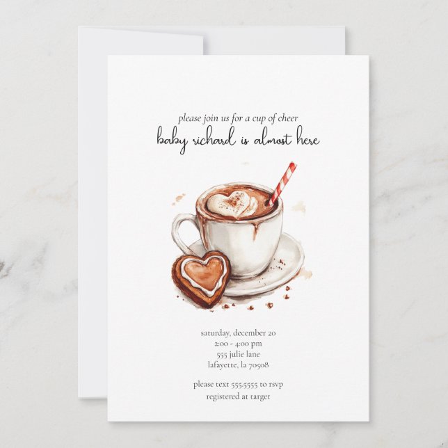Christmas Cup of Cheer Baby Shower Invitation (Front)