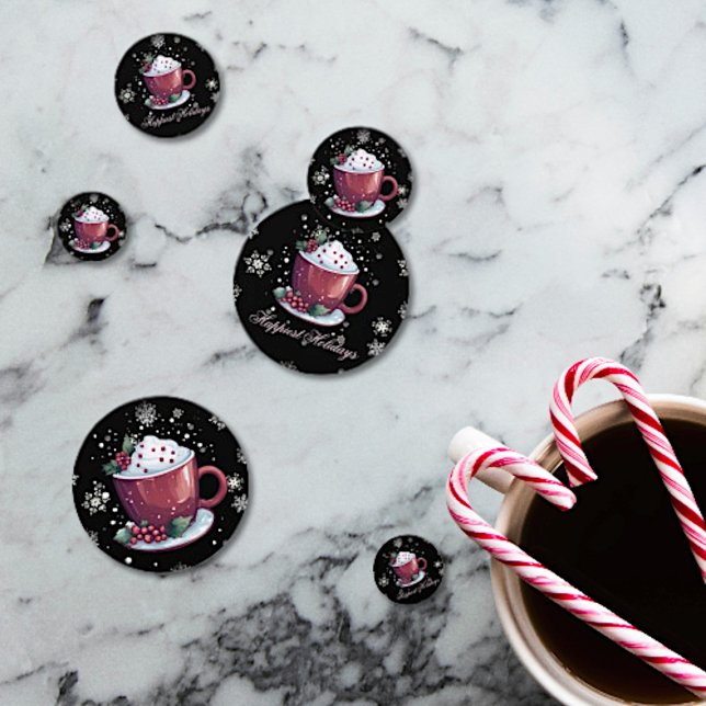 Christmas Cup of Hot Chocolate | Black Confetti (Christmas Cup of Hot Chocolate Table confetti)