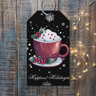 Christmas Cup of Hot Chocolate | Black Gift Tags