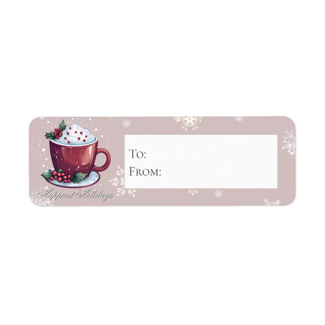 Christmas Cup of Hot Chocolate | Blush Pink Gift Label (Front)