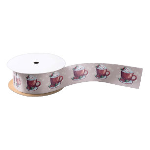 Christmas Cup of Hot Chocolate Blush Pink Satin Ribbon