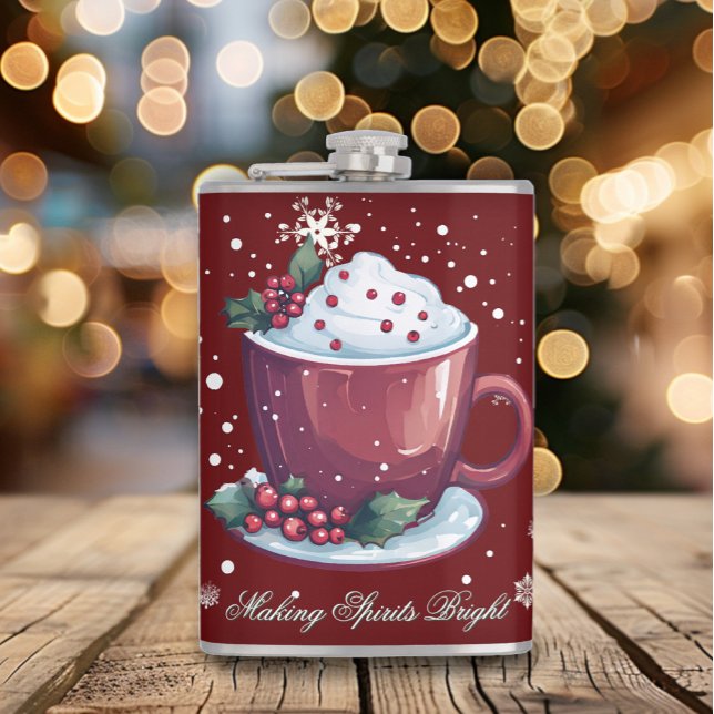 Christmas Cup of Hot Chocolate | Red Flask (Red Christmas Cup of Hot Chocolate Flask)