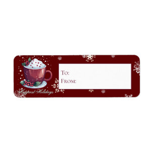 Christmas Cup of Hot Chocolate Red Gift Label