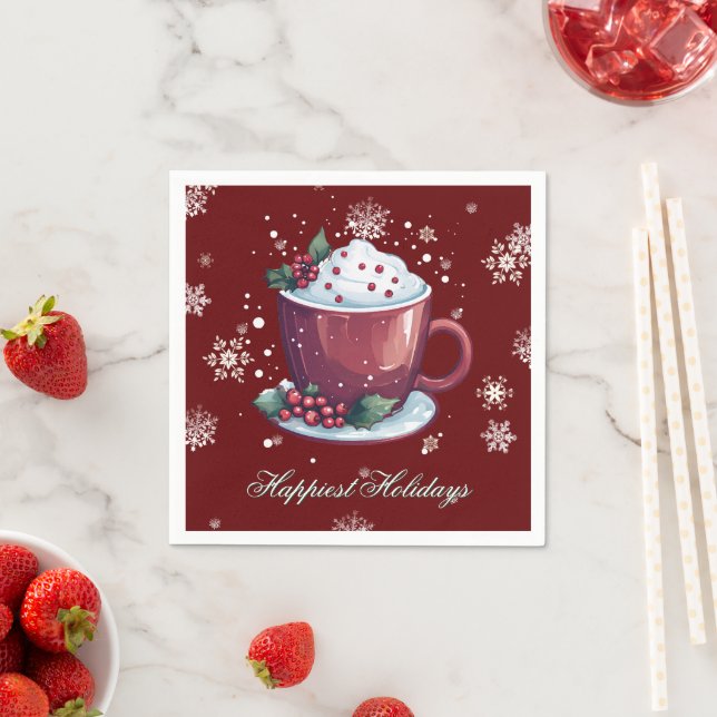 Christmas Cup of Hot Chocolate | Red Napkins (Insitu)