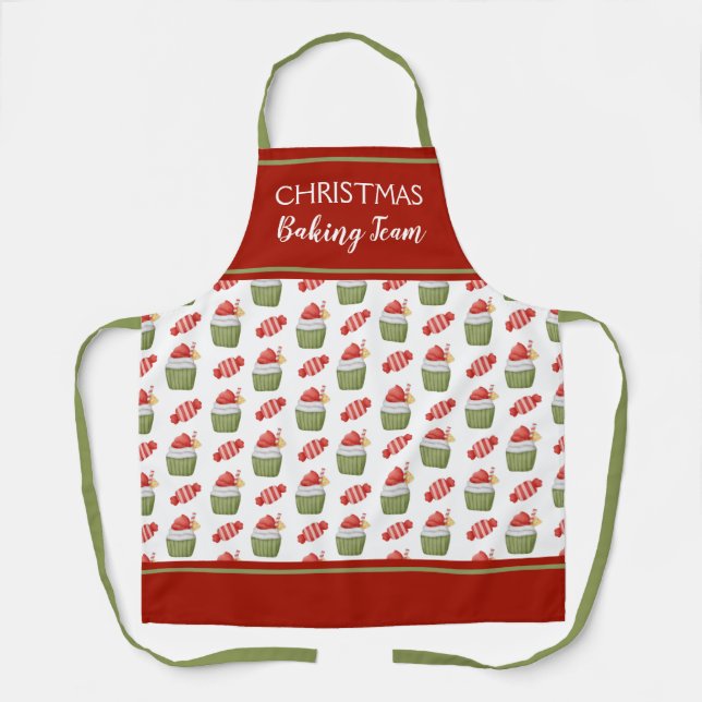 Christmas Cupcake Baking Team Holiday Apron (Front)